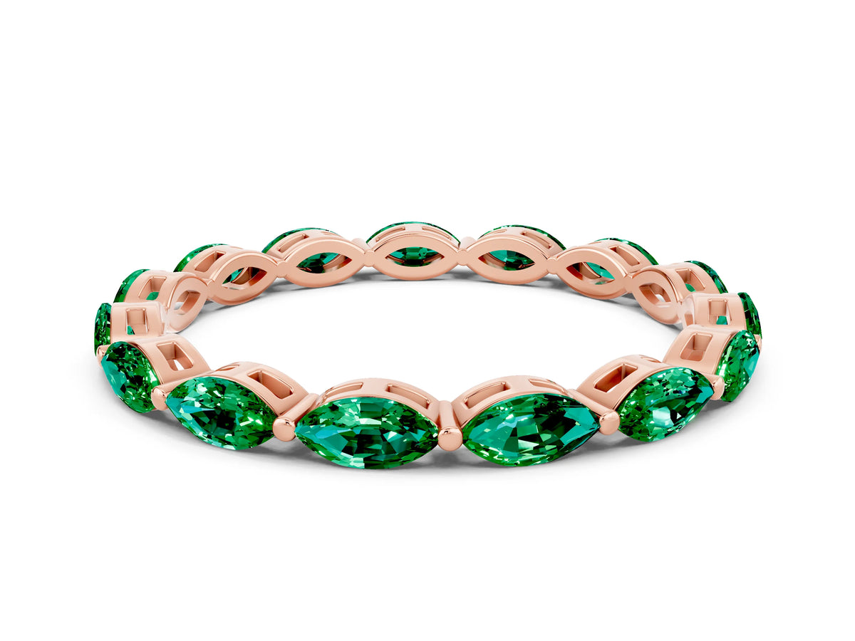 Marquise Emerald Eternity Band in Rose gold with U-Prong Setting