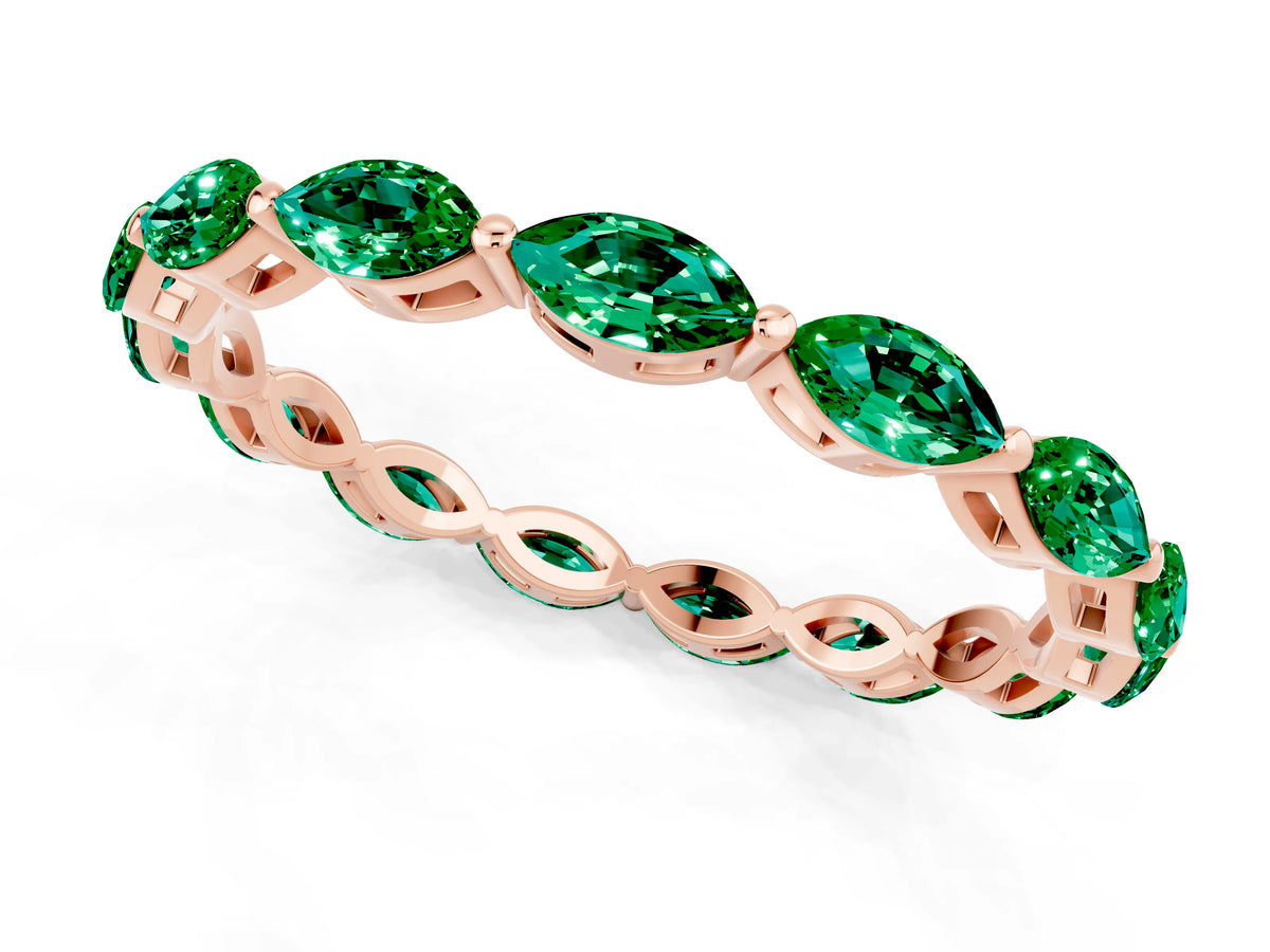 Marquise Emerald Eternity Band in Rose gold with U-Prong Setting_1