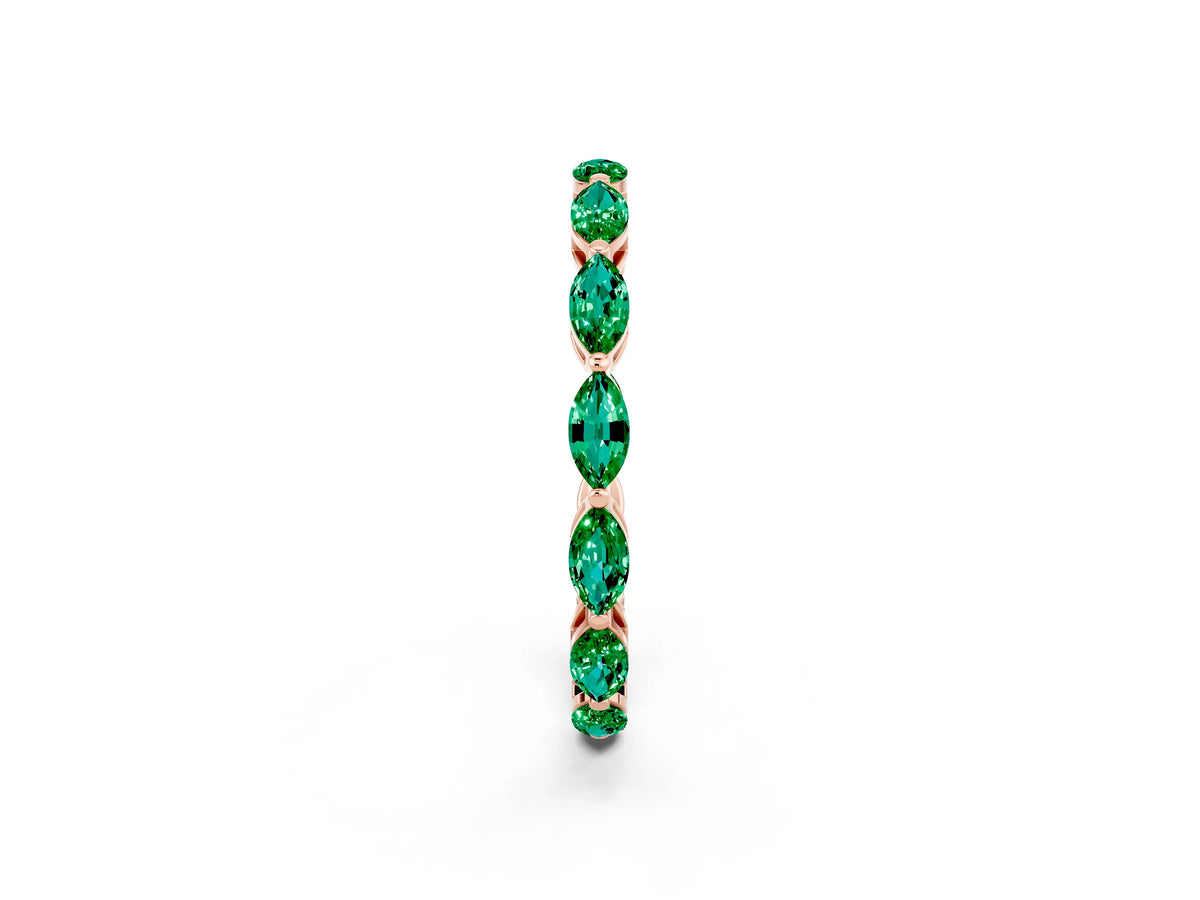Marquise Emerald Eternity Band in Rose gold with U-Prong Setting_2