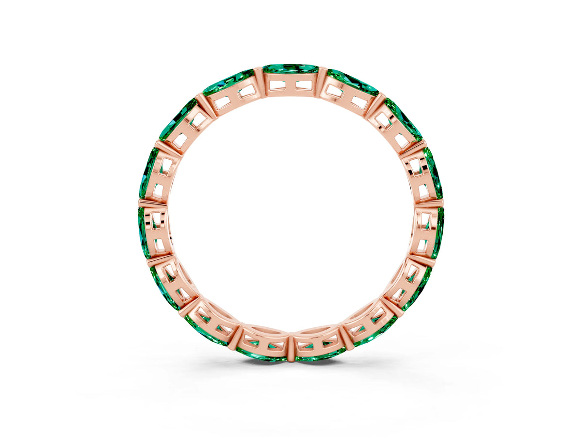 Marquise Emerald Eternity Band in Rose gold with U-Prong Setting_3