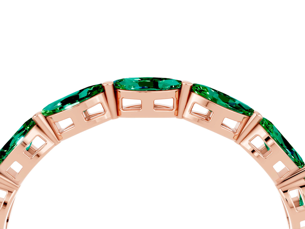 Marquise Emerald Eternity Band in Rose gold with U-Prong Setting_4