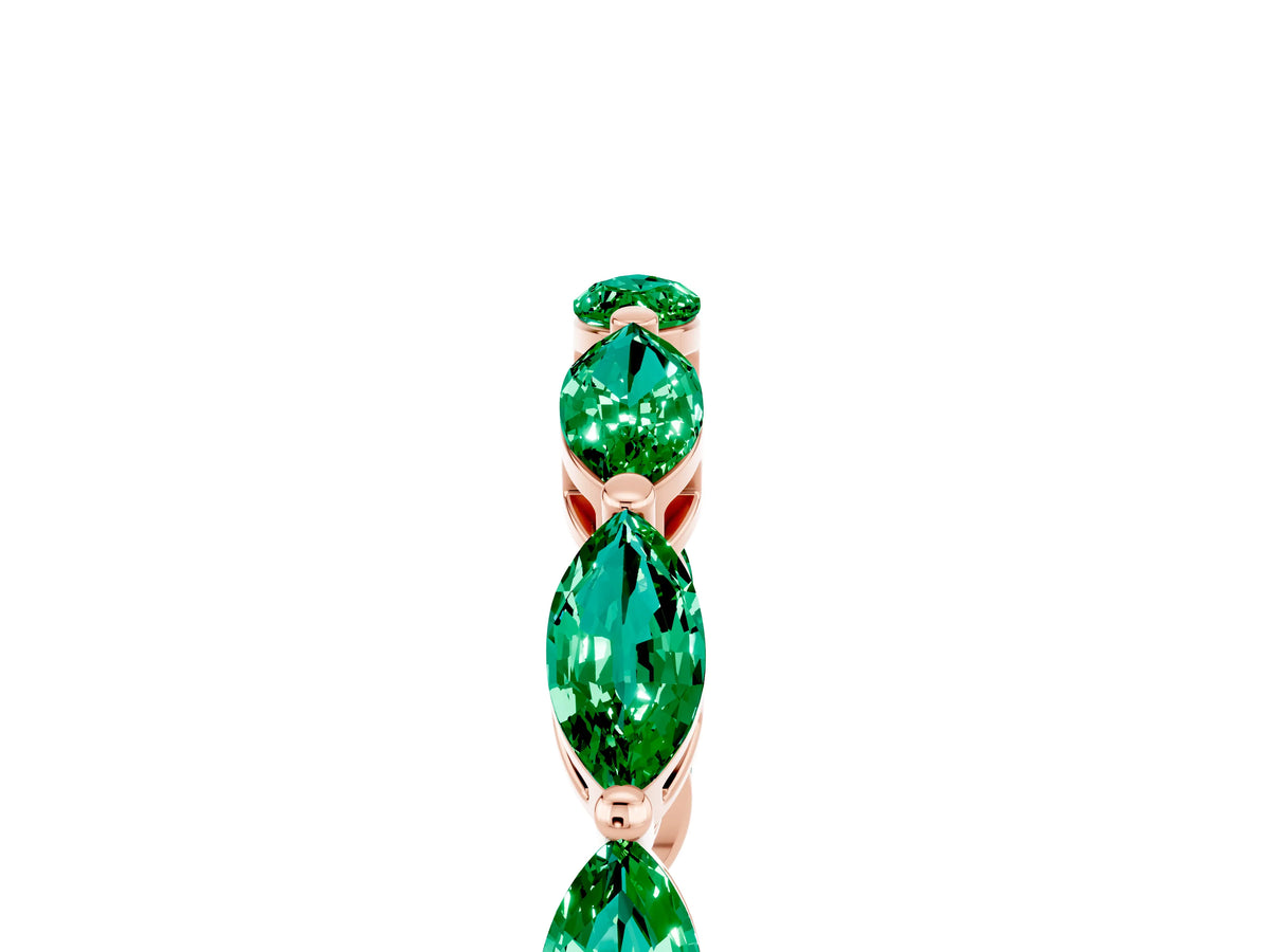 Marquise Emerald Eternity Band in Rose gold with U-Prong Setting_5