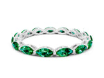 Marquise Emerald Eternity Band in Silver with U-Prong Setting