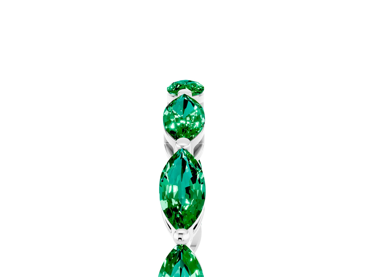 Marquise Emerald Eternity Band in Silver with U-Prong Setting_5