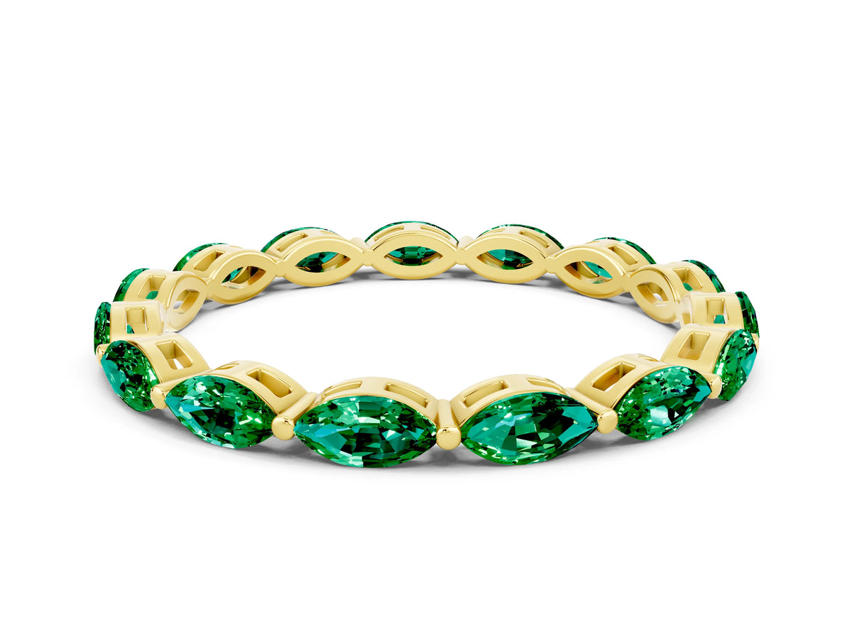 Marquise Emerald Eternity Band in Yellow gold with U-Prong Setting