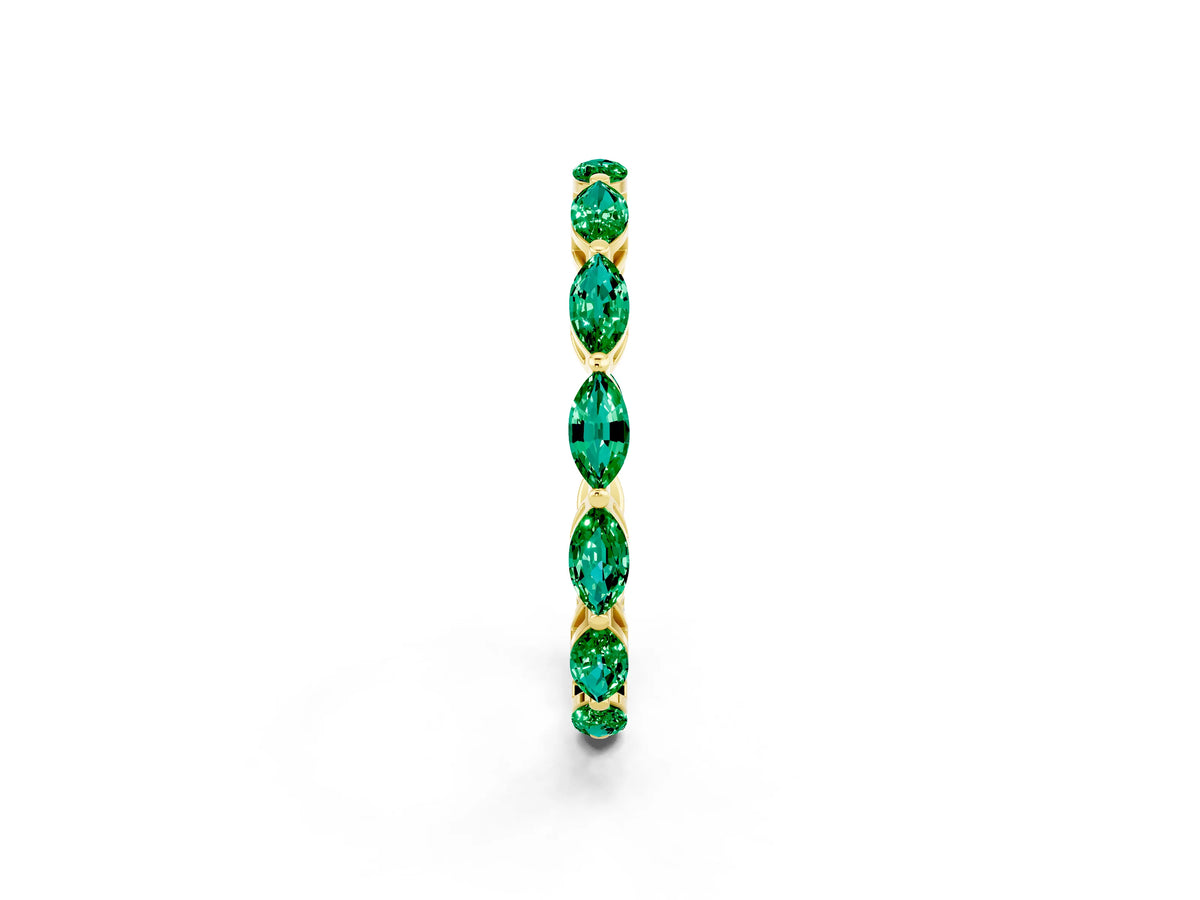 Marquise Emerald Eternity Band in Yellow gold with U-Prong Setting_2