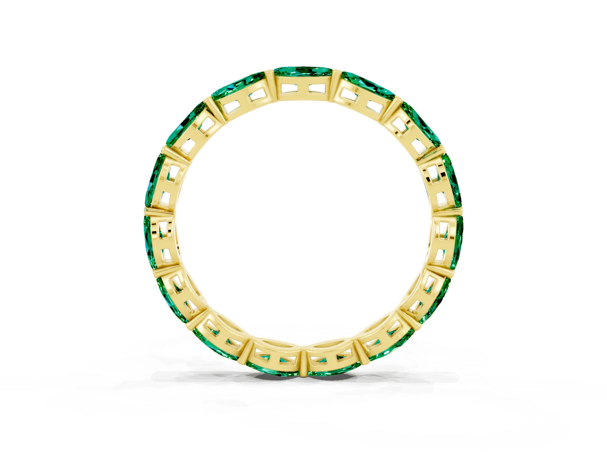 Marquise Emerald Eternity Band in Yellow gold with U-Prong Setting_3
