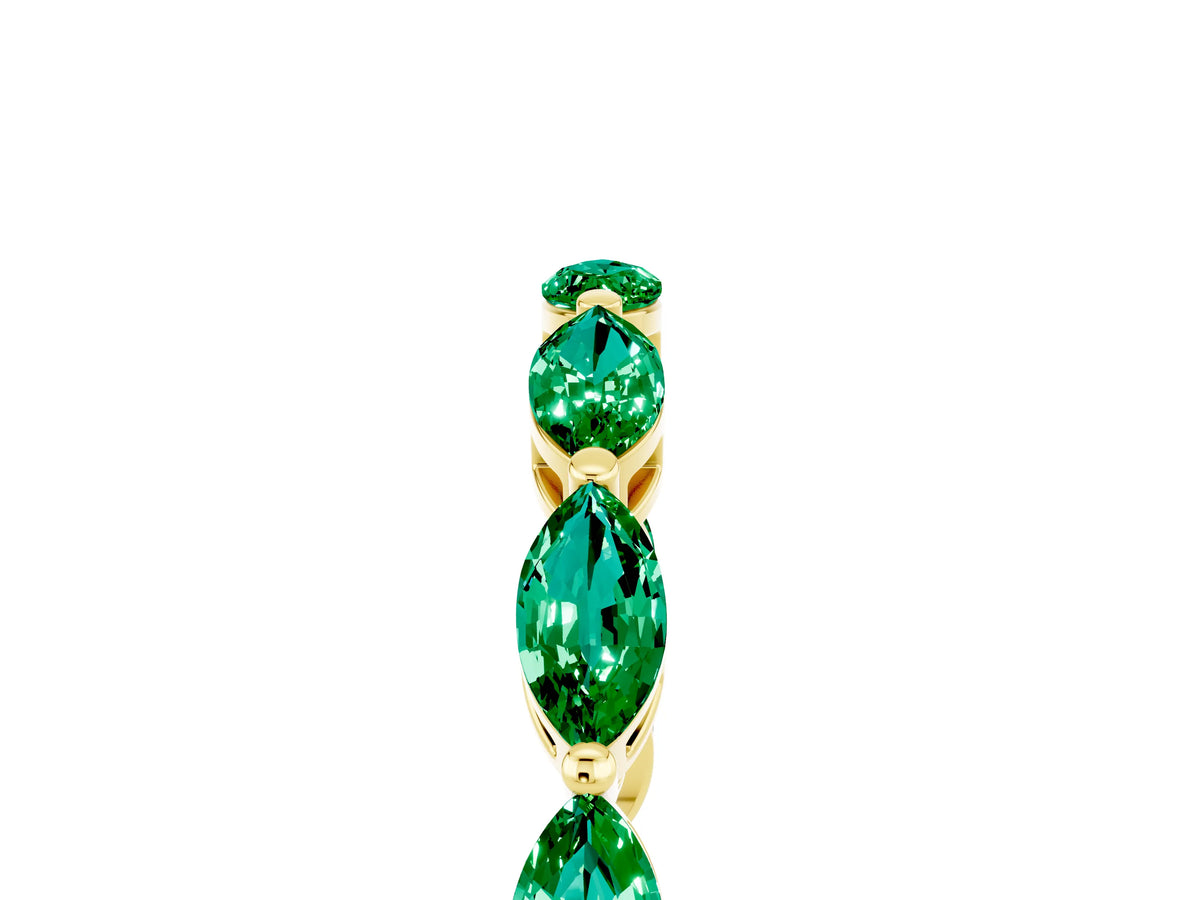 Marquise Emerald Eternity Band in Yellow gold with U-Prong Setting_5