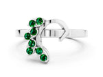 Marquise Emerald Floral Cluster Bypass Ring in Platinum with Prong Setting