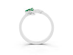 Marquise Emerald Floral Cluster Bypass Ring in Platinum with Prong Setting_3