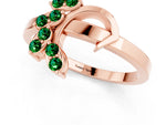 Marquise Emerald Floral Cluster Bypass Ring in Rose gold with Prong Setting_1