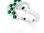 Marquise Emerald Floral Cluster Bypass Ring in Silver with Prong Setting_1