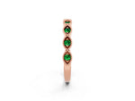 Marquise Emerald Milgrain Half Eternity Band in Rose gold with Bezel Setting_2