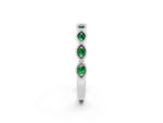 Marquise Emerald Milgrain Half Eternity Band in Silver with Bezel Setting_2
