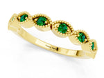 Marquise Emerald Milgrain Half Eternity Band in Yellow gold with Bezel Setting_1