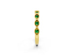 Marquise Emerald Milgrain Half Eternity Band in Yellow gold with Bezel Setting_2