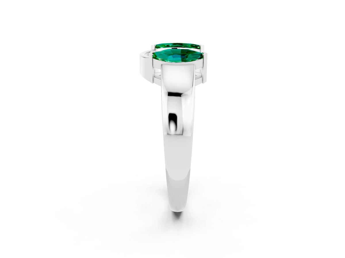 Marquise Emerald Open Band Ring in Platinum with Tension Setting_2