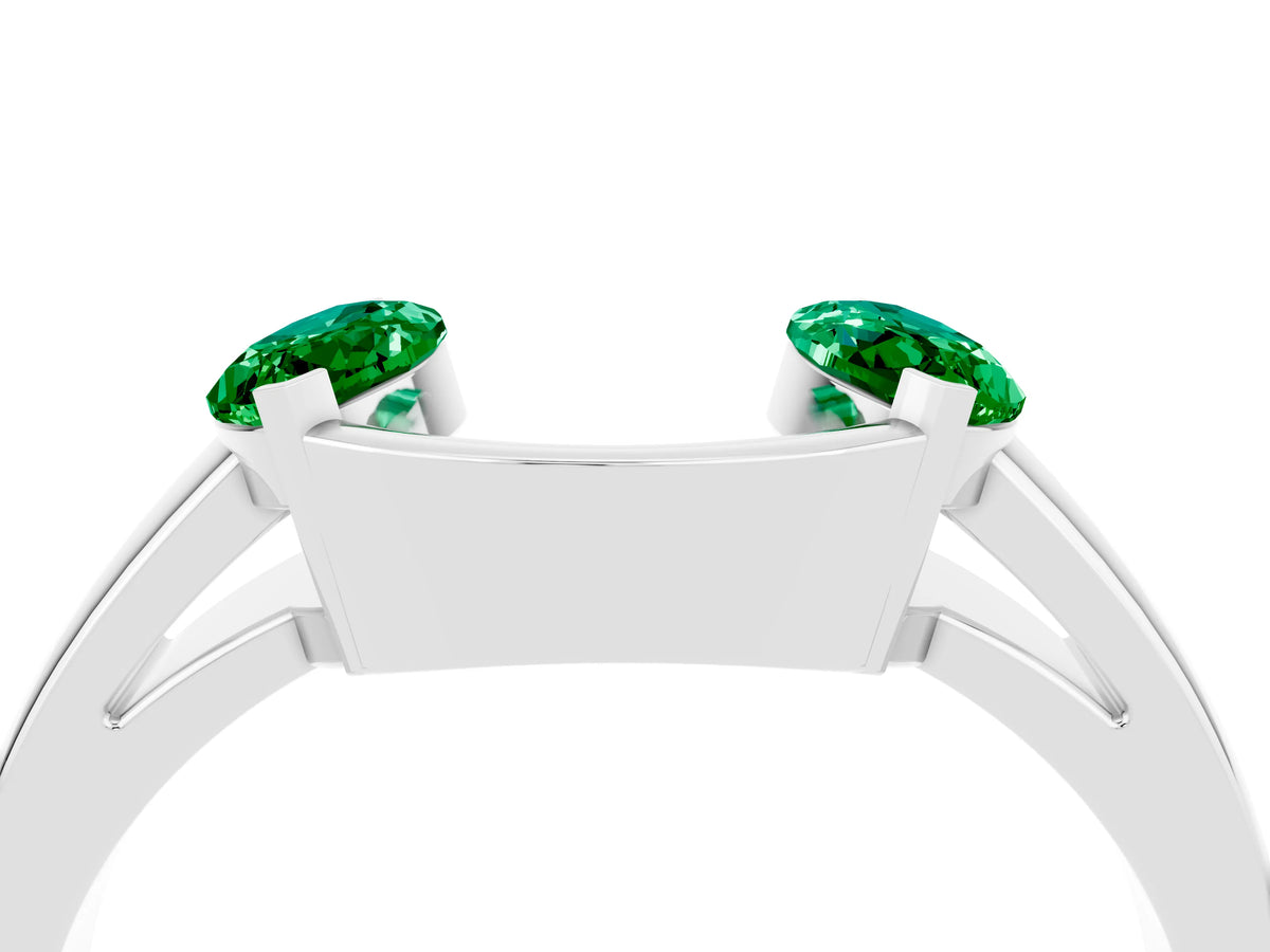 Marquise Emerald Open Band Ring in Platinum with Tension Setting_4