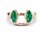 Marquise Emerald Open Band Ring in Rose gold with Tension Setting