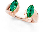 Marquise Emerald Open Band Ring in Rose gold with Tension Setting_1