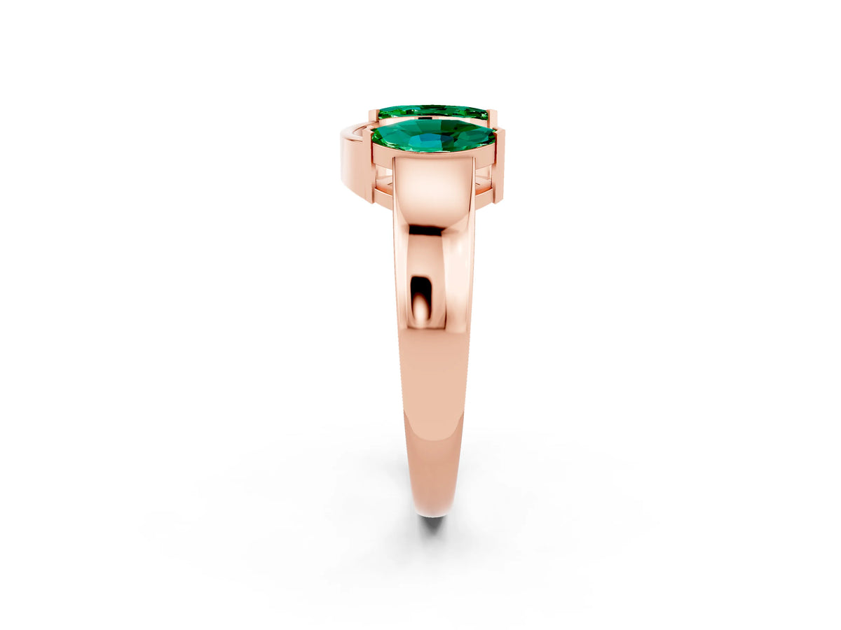 Marquise Emerald Open Band Ring in Rose gold with Tension Setting_2