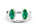 Marquise Emerald Open Band Ring in White gold with Tension Setting