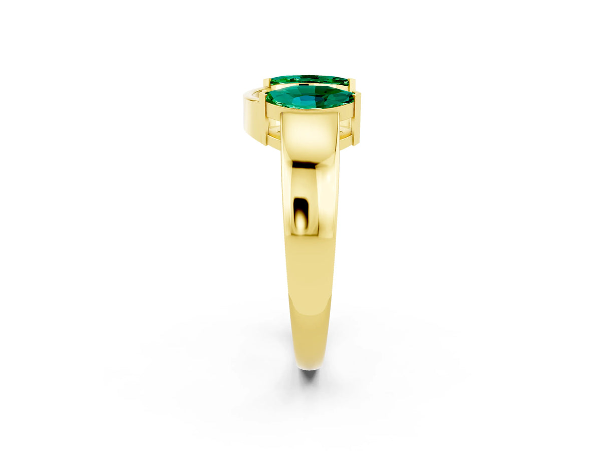 Marquise Emerald Open Band Ring in Yellow gold with Tension Setting_2
