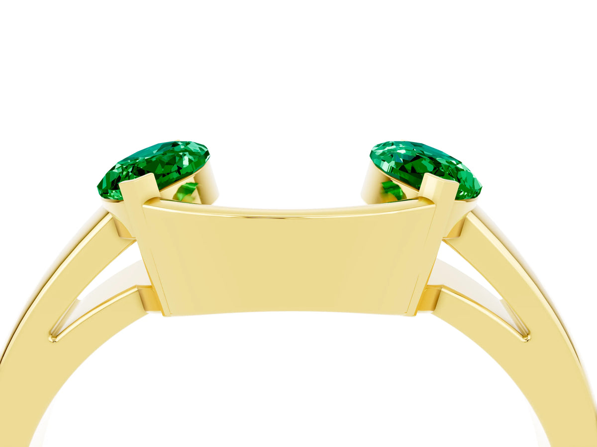 Marquise Emerald Open Band Ring in Yellow gold with Tension Setting_4