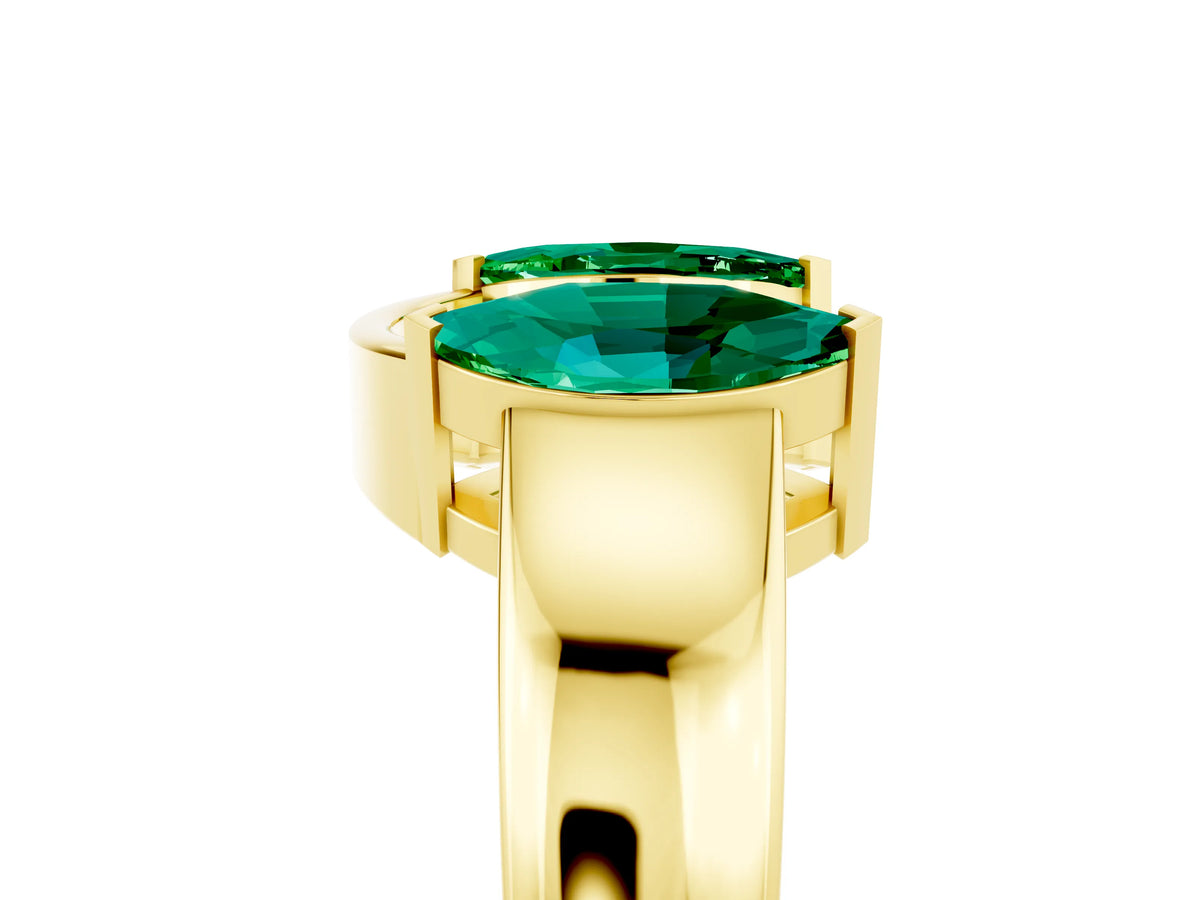 Marquise Emerald Open Band Ring in Yellow gold with Tension Setting_5
