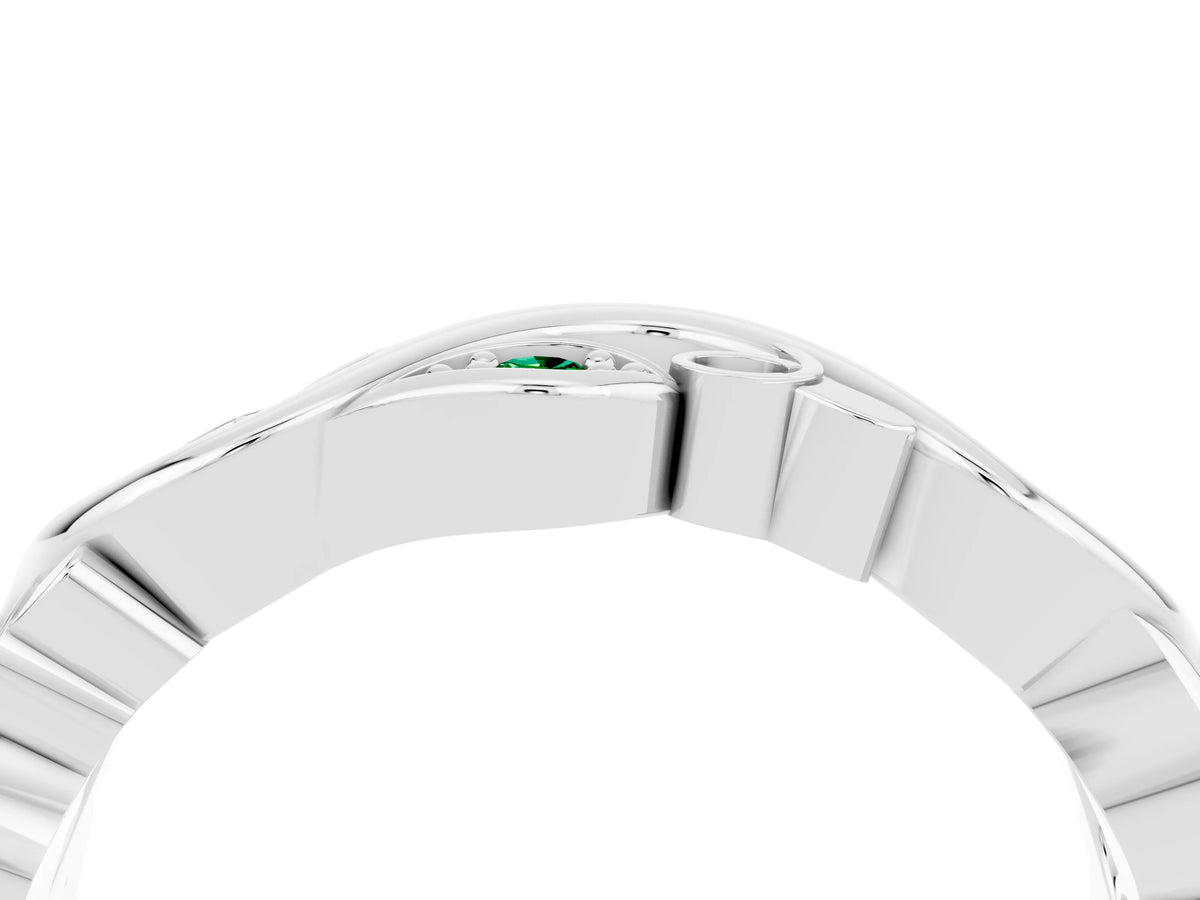 Marquise Emerald Vine Eternity Band in Platinum with Bezel Setting_4