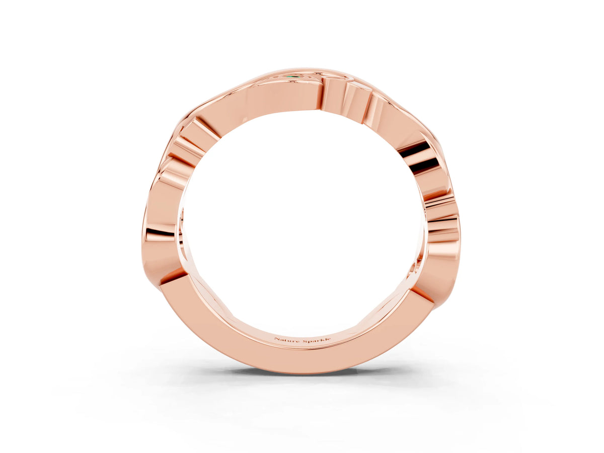 Marquise Emerald Vine Eternity Band in Rose gold with Bezel Setting_3