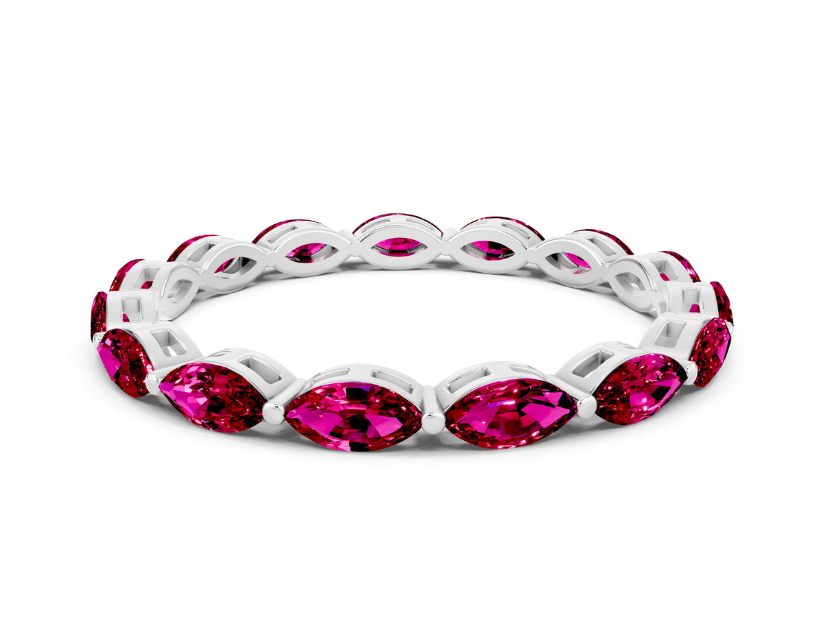 Marquise Garnet Eternity Band in Platinum with U-Prong Setting