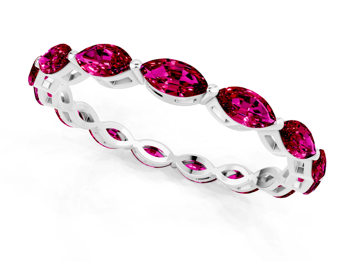 Marquise Garnet Eternity Band in Platinum with U-Prong Setting_1