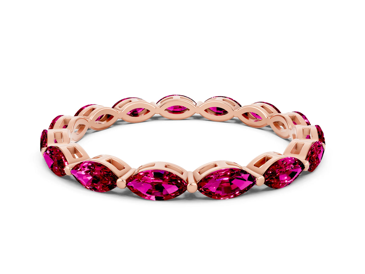 Marquise Garnet Eternity Band in Rose gold with U-Prong Setting