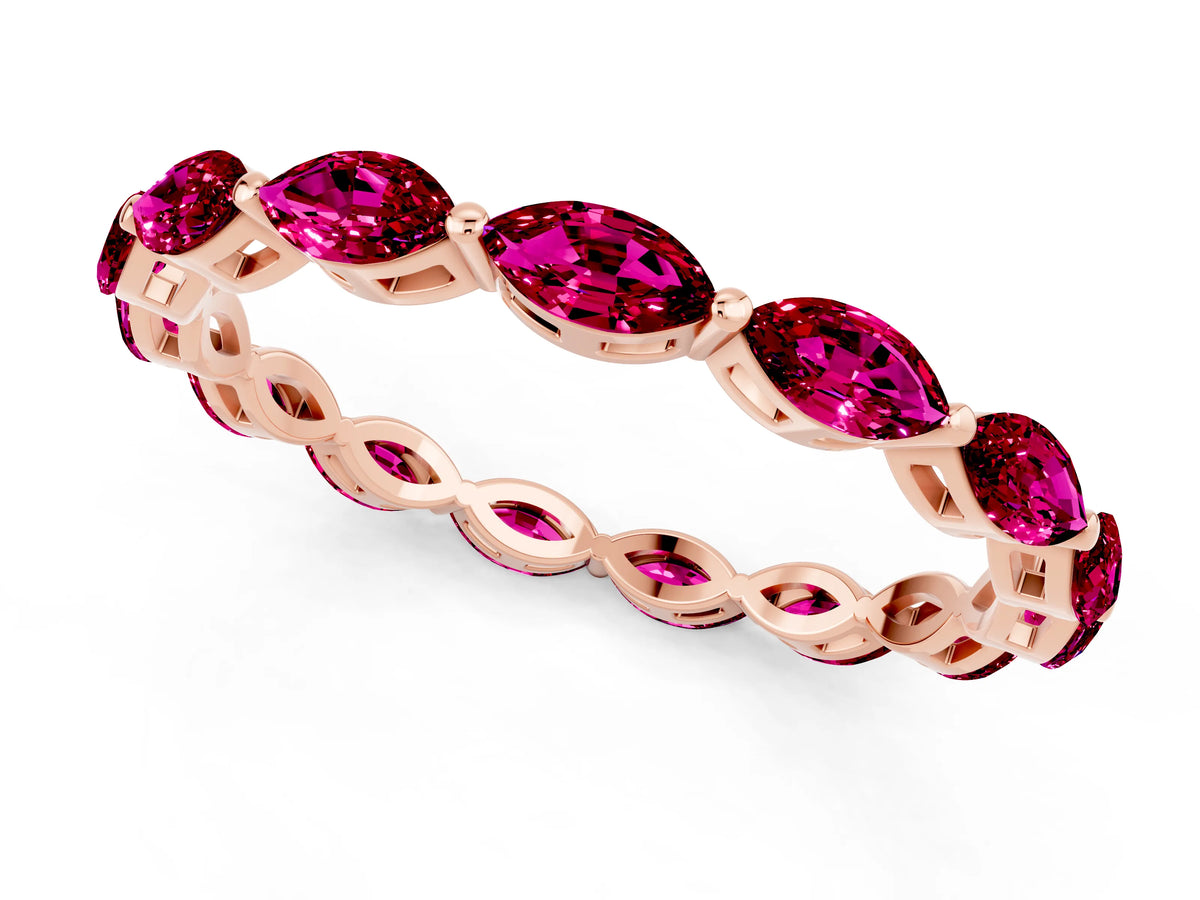 Marquise Garnet Eternity Band in Rose gold with U-Prong Setting_1