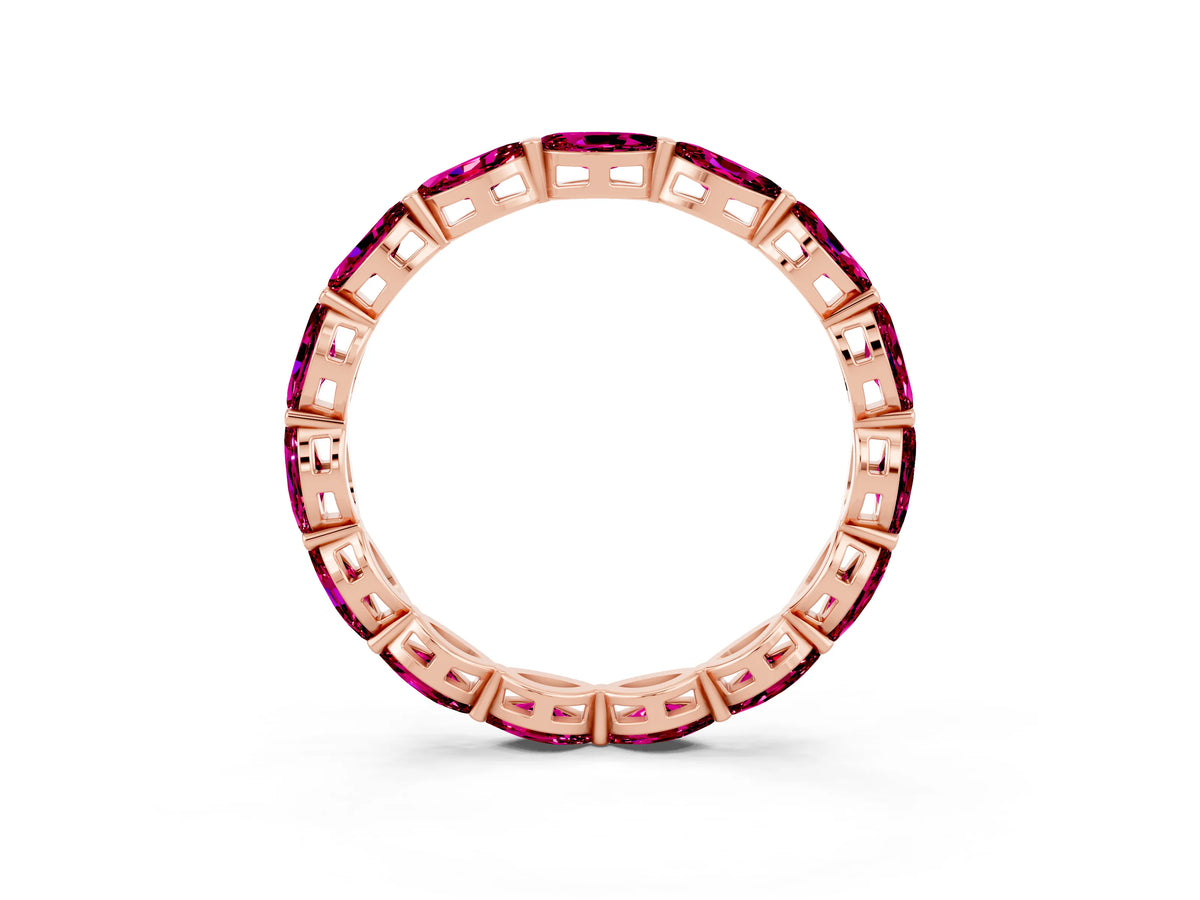 Marquise Garnet Eternity Band in Rose gold with U-Prong Setting_3