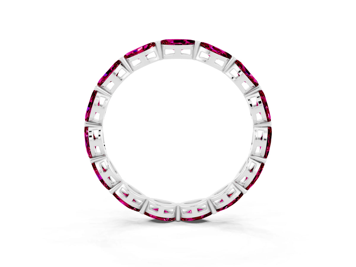 Marquise Garnet Eternity Band in White gold with U-Prong Setting_3