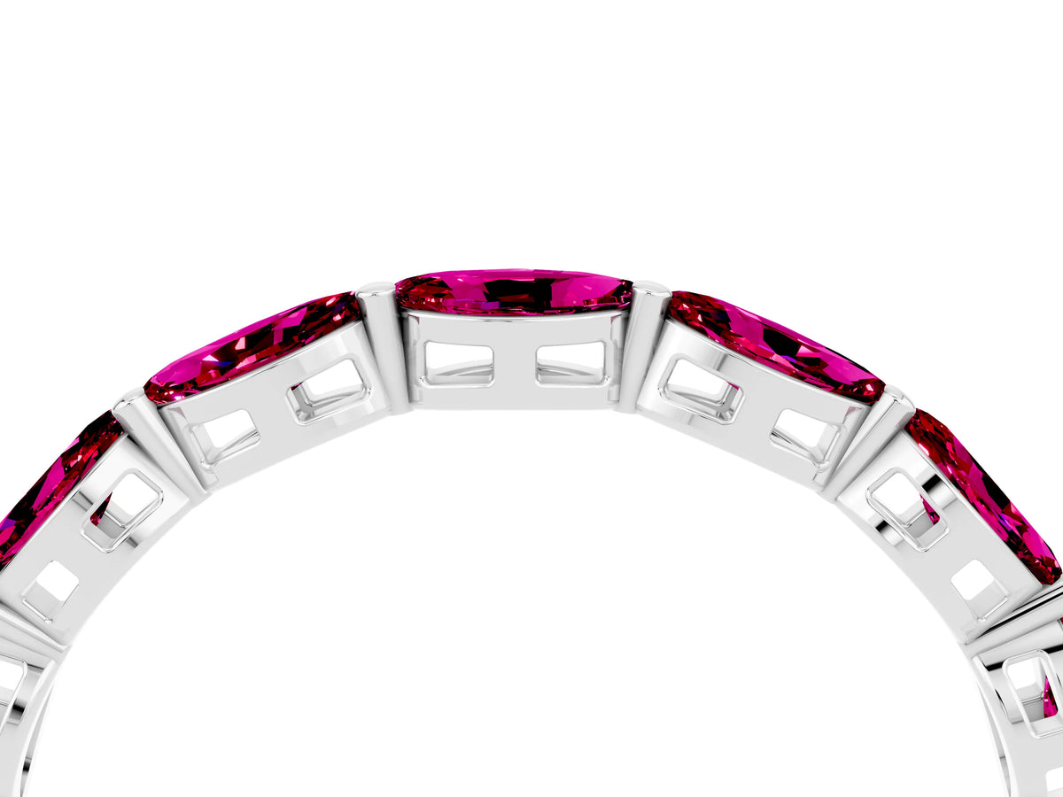 Marquise Garnet Eternity Band in White gold with U-Prong Setting_4