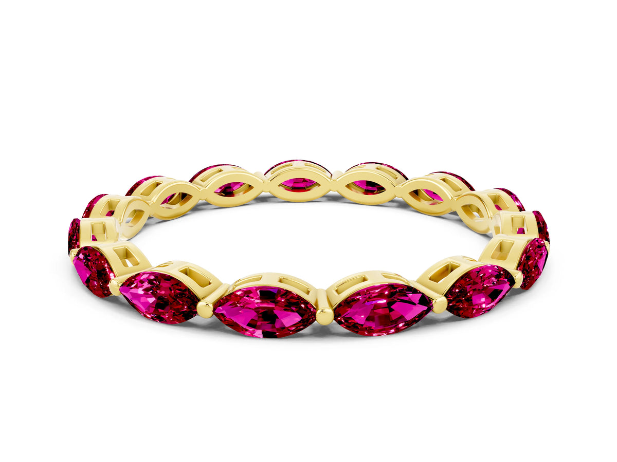 Marquise Garnet Eternity Band in Yellow gold with U-Prong Setting