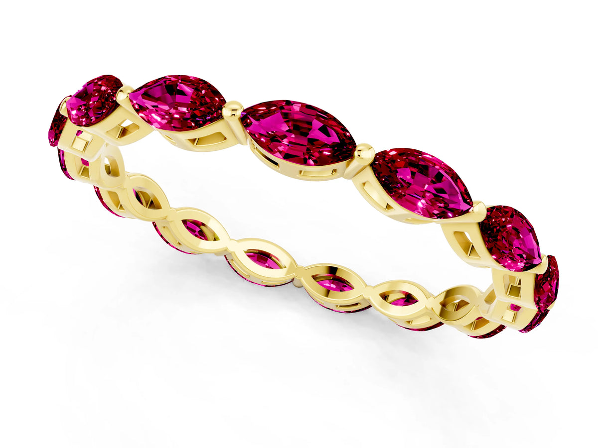 Marquise Garnet Eternity Band in Yellow gold with U-Prong Setting_1