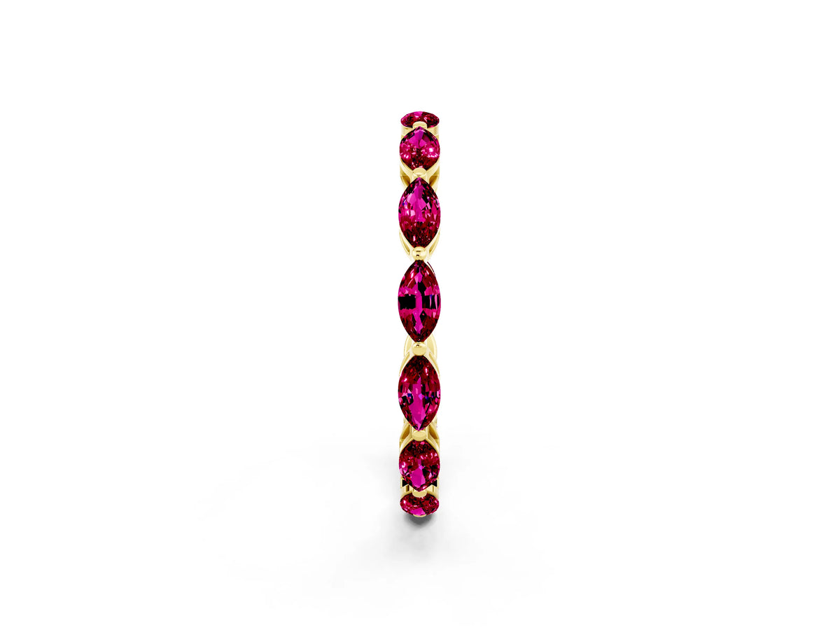 Marquise Garnet Eternity Band in Yellow gold with U-Prong Setting_2
