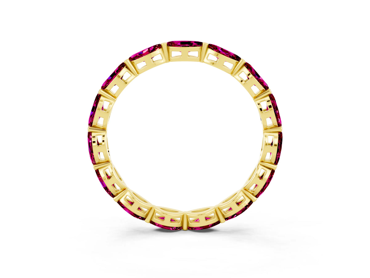 Marquise Garnet Eternity Band in Yellow gold with U-Prong Setting_3