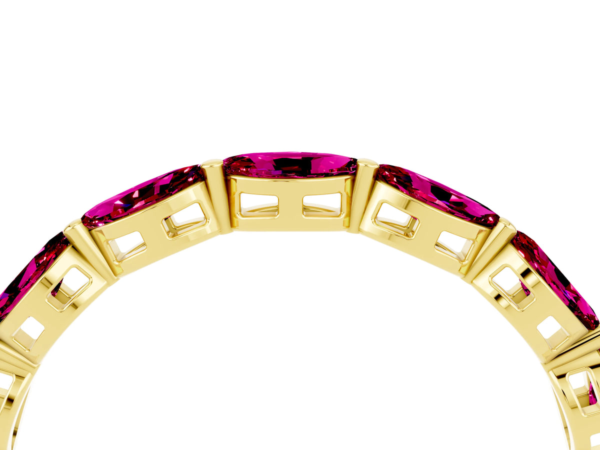 Marquise Garnet Eternity Band in Yellow gold with U-Prong Setting_4