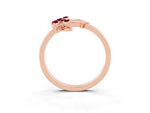 Marquise Garnet Floral Cluster Bypass Ring in Rose gold with Prong Setting_3