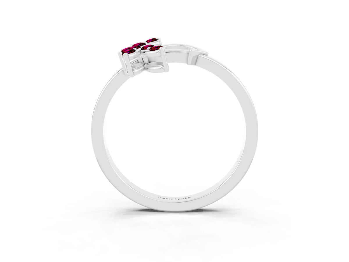 Marquise Garnet Floral Cluster Bypass Ring in Silver with Prong Setting_3
