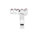 Marquise Garnet Floral Cluster Bypass Ring in Silver with Prong Setting_5