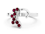 Marquise Garnet Floral Cluster Bypass Ring in White gold with Prong Setting