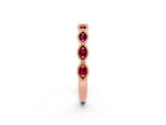 Marquise Garnet Milgrain Half Eternity Band in Rose gold with Bezel Setting_2