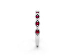 Marquise Garnet Milgrain Half Eternity Band in Silver with Bezel Setting_2