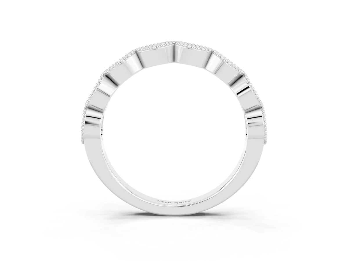 Marquise Garnet Milgrain Half Eternity Band in Silver with Bezel Setting_3